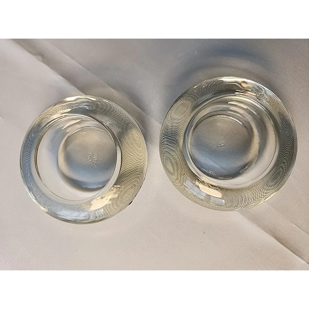 Lot 4 Votive/Tea Light Holders Hammered Gold Cut Out 2pc & Heavy Round Glass 2pc